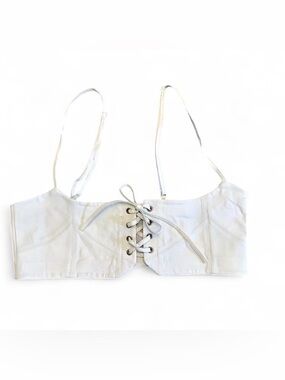 Free People Duo Corset Cami Top - 100% Lamb Leather S/M White bustier